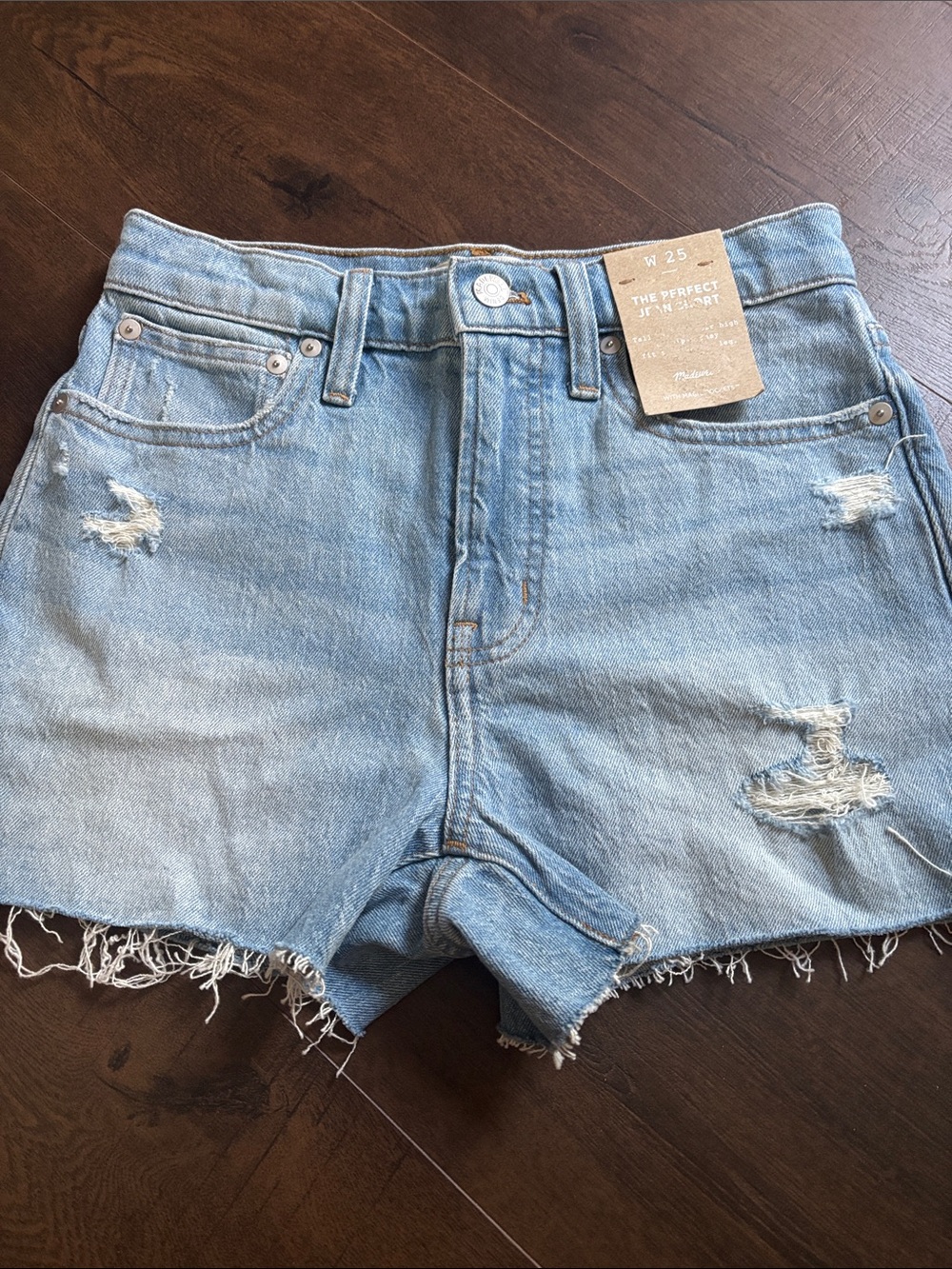 Madewell Light Blue Distressed Denim Cutoff Shorts